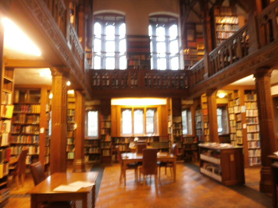 Inside the library.