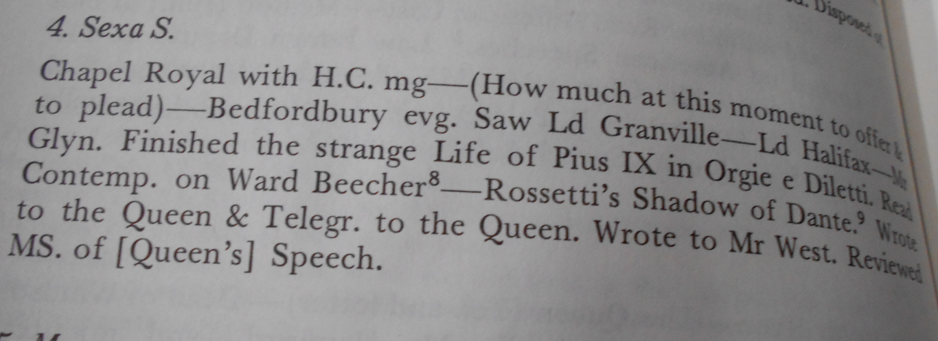 ‘Read Rossetti’s Shadow of Dante’: William Gladstone’s diary reference to Maria Francesca Rossetti