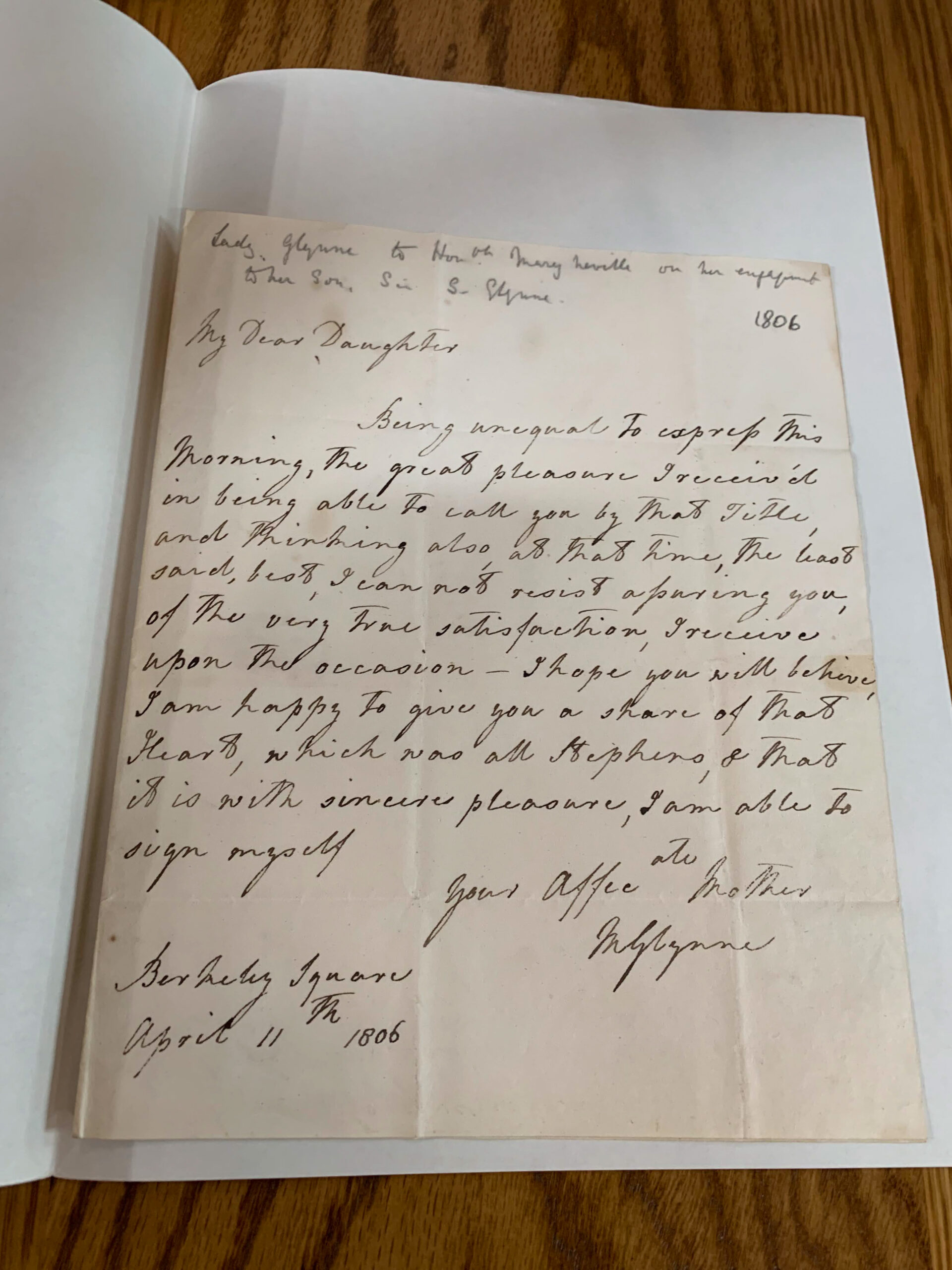 A Glance At the Letters of Lady Mary Glynne